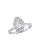 Sonatina 14k White Gold, Marquise & 0.8 Tcw Round Diamond Floating Halo Engagement Ring