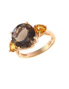 Effy 14k Rose Gold Smoky Quartz And Citrine Ring With Diamond Accents