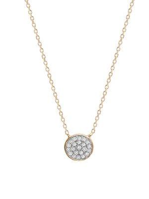 Adina Reyter 14k Yellow Gold & White Diamond Disc Pendant Necklace
