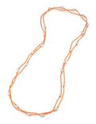 1st And Gorgeous 10mm And 8 Mm Simulated Pearl Cord Illusion Necklace In Orange And White