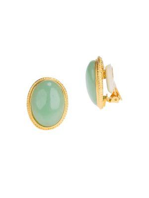 Kenneth Jay Lane Amazonite Oval Clip-on Earrings