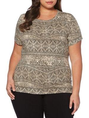 Rafaella Plus Cracked Tile Short Sleeve Top