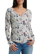 Lucky Brand Floral Printed Thermal Top