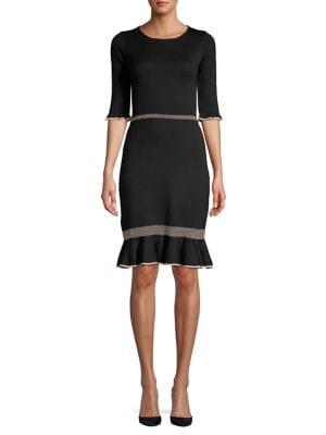 Taylor Flounce-tip Sheath Sweater Dress