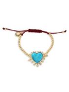 Bcbgeneration Starry Eyed Stone Heart Charm Adjustable Friendship Bracelet