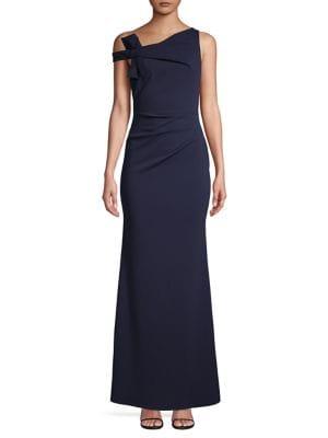 Quiz One-shoulder Side Bow Evening Gown