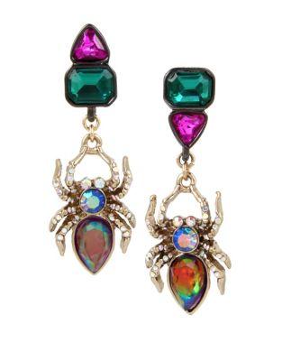 Betsey Johnson Crystal Spider Dangle & Drop Earrings