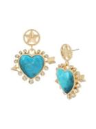 Bcbgeneration Starry Eyed Goldtone, Turquoise And Crystal Double Drop Earrings