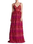 Marchesa Notte Ruffle And Lace Evening Gown