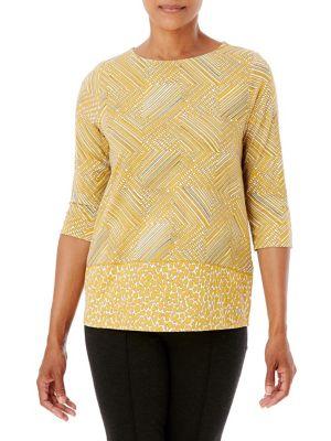 Olsen Mixed Check Print Top