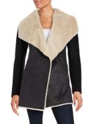 Calvin Klein Faux Fur-accented Mixed-media Jacket