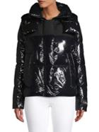 Calvin Klein Shiny Faux Leather Puffer Coat
