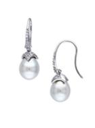 Sonatina South Sea Cultured Pearl, Diamond, And 14k White Gold Drop Earrings