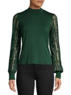Highline Collective Floral Lace Puff-sleeve Top