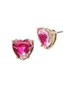 Betsey Johnson Crystal Roses Heart Stud Earrings