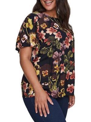 Junarose Plus Floral-print Short-sleeve Blouse