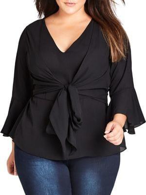City Chic Plus Sweet Tie-front Top