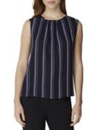 Tahari Arthur S. Levine Shirred-neck Variegated Stripe Blouse