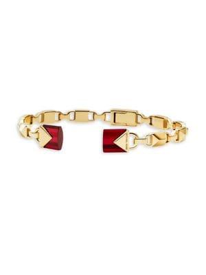 Michael Kors Mercer Link Quartz And 14k Gold Plated Cuff Bracelet
