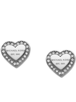 Michael Kors Heritage Hearts Pave Logo Stud Earrings/silvertone