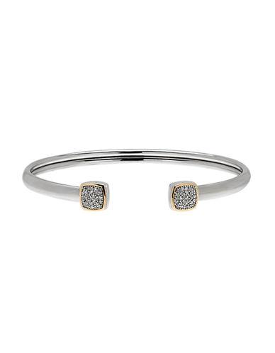 Lord & Taylor Square Pave Diamond, Sterling Silver And 14k Yellow Gold Bangle Bracelet