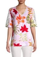 Context Luau Floral Crochet & Lace Boxy Tee