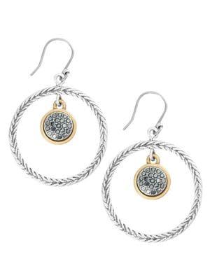 Lucky Brand Silvertone And Goldtone Rope And Glass Stone Drop Earrings