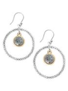 Lucky Brand Silvertone And Goldtone Rope And Glass Stone Drop Earrings