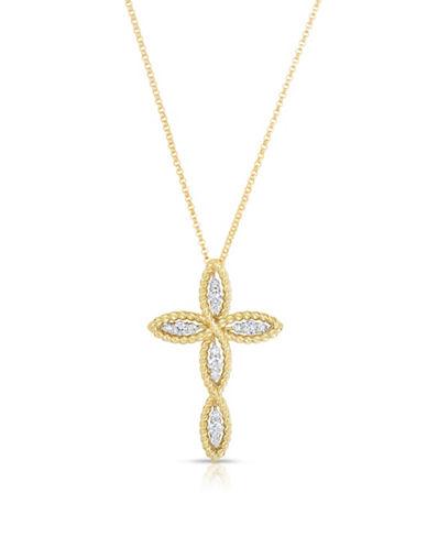 Roberto Coin Barocco Diamonds, 18k Yellow Gold And 18k White Gold Cross Pendant Necklace