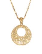 Lord & Taylor 14k Yellow Gold Open Round Mesh Pendant Necklace