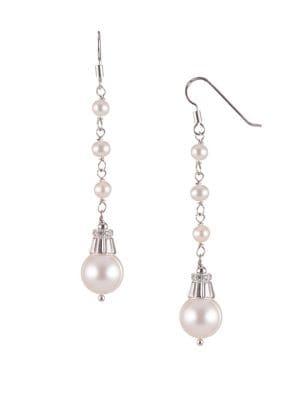 Carolee Sterling Silver & 7-8mm Freshwater Pearl Linear Drop Earrings