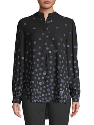Anne Klein Printed Long-sleeve Blouse