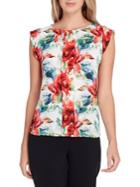 Tahari Arthur S. Levine Floral Cap Sleeve Blouse