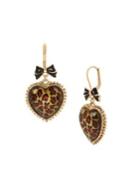 Betsey Johnson Goldtone Leopard-print Heart Drop Earrings