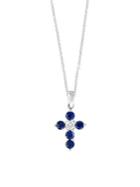 Effy 14k White Gold, Diamond And Sapphire Cross Pendant Necklace