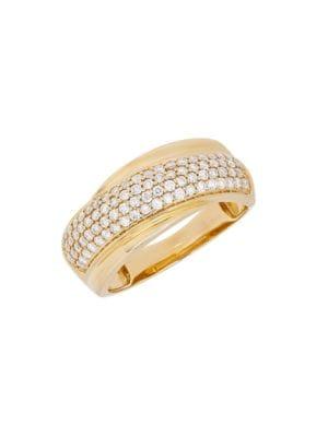 Lord & Taylor 14k Yellow Gold & Diamond Round Pave Ring