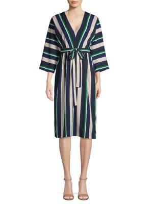 French Connection Striped Belted A-line Dress