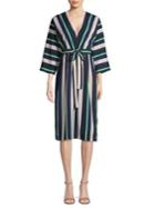 French Connection Striped Belted A-line Dress