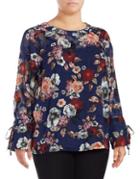 Lord & Taylor Plus Sheer Floral Blouse