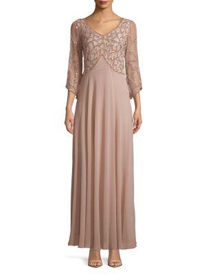 J Kara Plus Embellished Mesh Gown