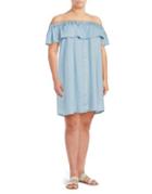 B Collection By Bobeau Chambray Off-the-shoulder Dress