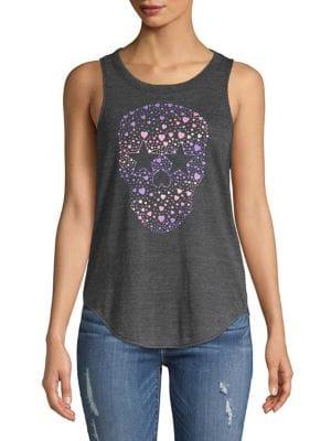 Chaser Ombre Heart Skull Print Tank