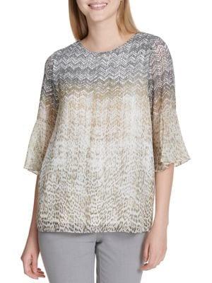 Calvin Klein Printed Bell Sleeve Blouse
