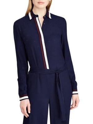 Lauren Ralph Lauren Stripe-trimmed Jacquard Jumpsuit