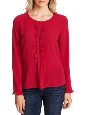 Cece By Cynthia Steffe Ruffle-placket Bell-sleeve Top