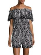 Laundry By Shelli Segal Embroidered Off-the-shoulder Short Jumpsuit