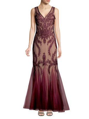 Cachet V-neck Lace Mermaid Dress