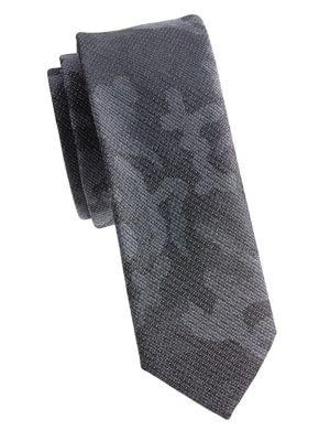Black Brown Textured Camouflage Slim Tie