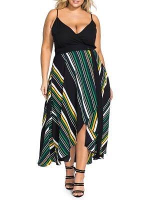 City Chic Plus Varsity Striped Fit-&-flare Dress