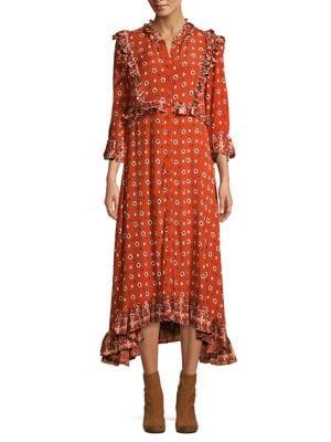 Free People Floral-print Ruffled High-low Dress